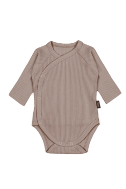 Body kopertowe dla niemowląt z prążkowanej bawełny organicznej - brazowe