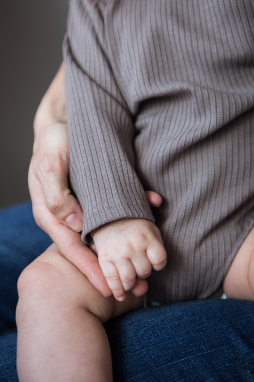 Body niemowlęce z długim rękawem brązowe